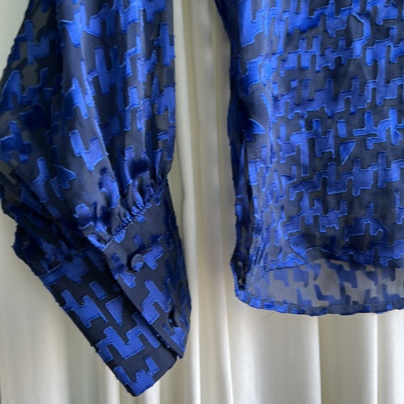 Reiss - silk blend - size 4 blue sheer statement blouse - Picture 3 of 7